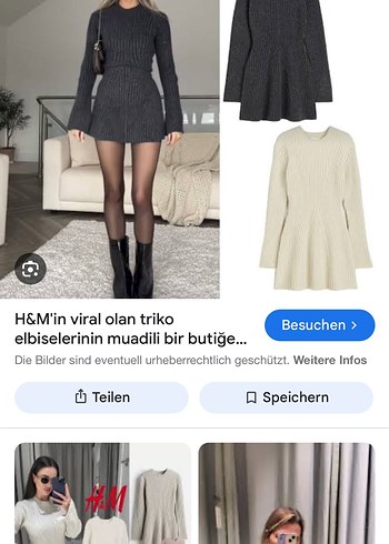 Bej Uzun Kollu H&M Triko Kadın Elbise - Görsel 2