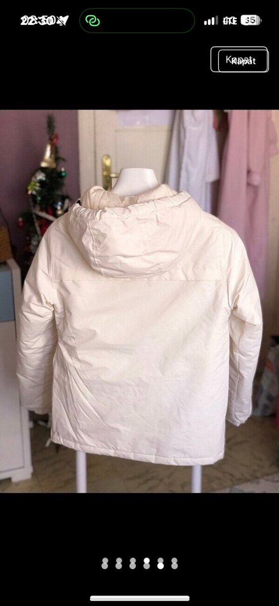 Beyaz Oversize pull and bear Kışlık Kadın Mont - Görsel 4