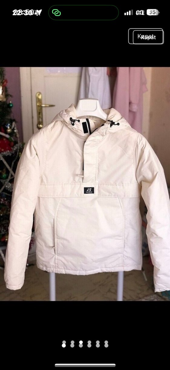 Beyaz Oversize pull and bear Kışlık Kadın Mont - Görsel 2