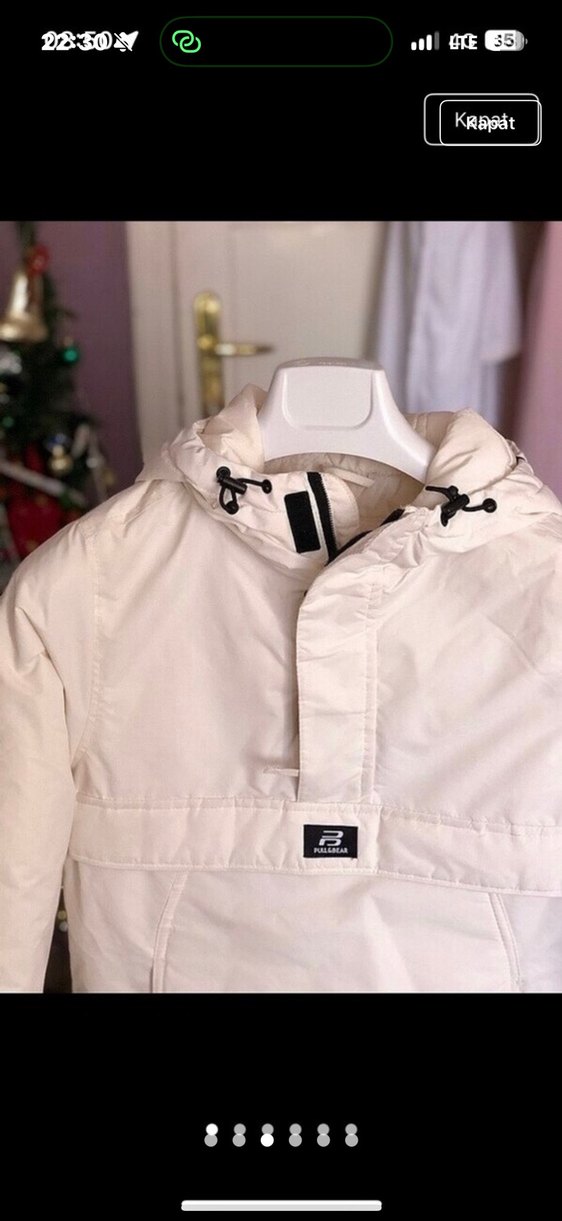 Beyaz Oversize pull and bear Kışlık Kadın Mont - Görsel 3