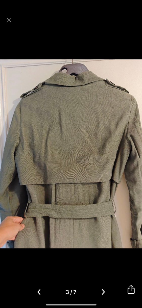 Kadın Haki Uzun Kuşaklı Bershka Trençkot - Görsel 2