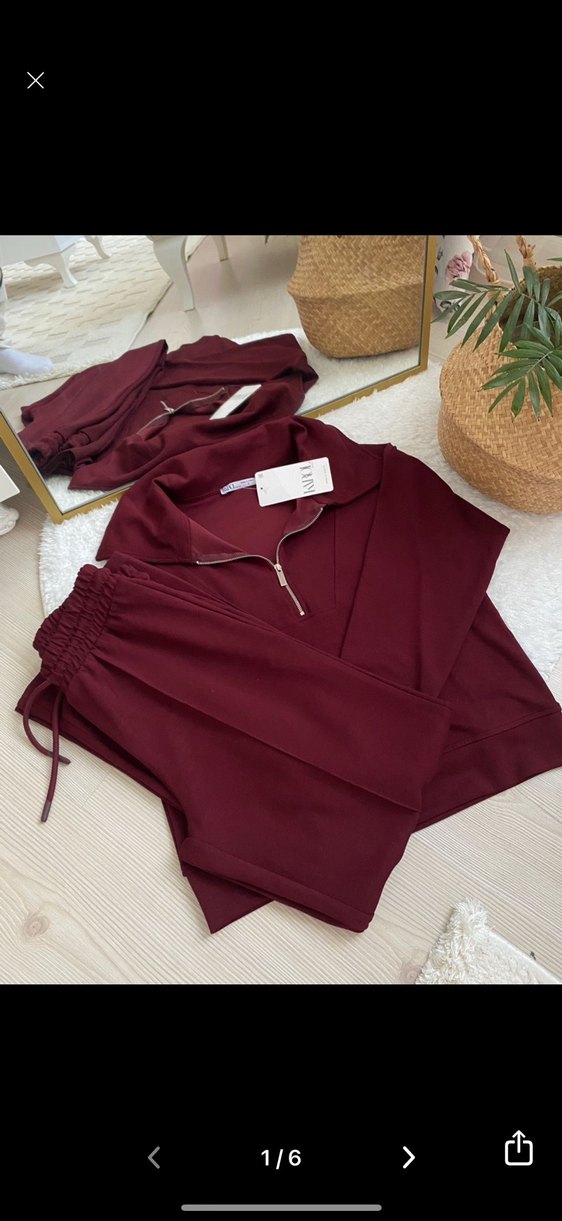 Karol Bordo Kadın Salaş Eşofman Takımı - Görsel 3