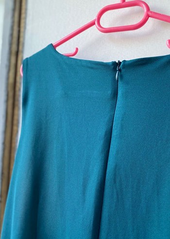 Turkuaz Drapeli Mini Elbise - Görsel 5