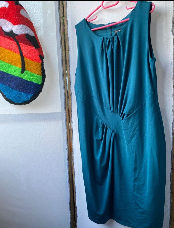 Turkuaz Drapeli Mini Elbise - Görsel 2