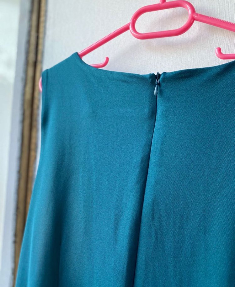 Turkuaz Drapeli Mini Elbise - Görsel 5