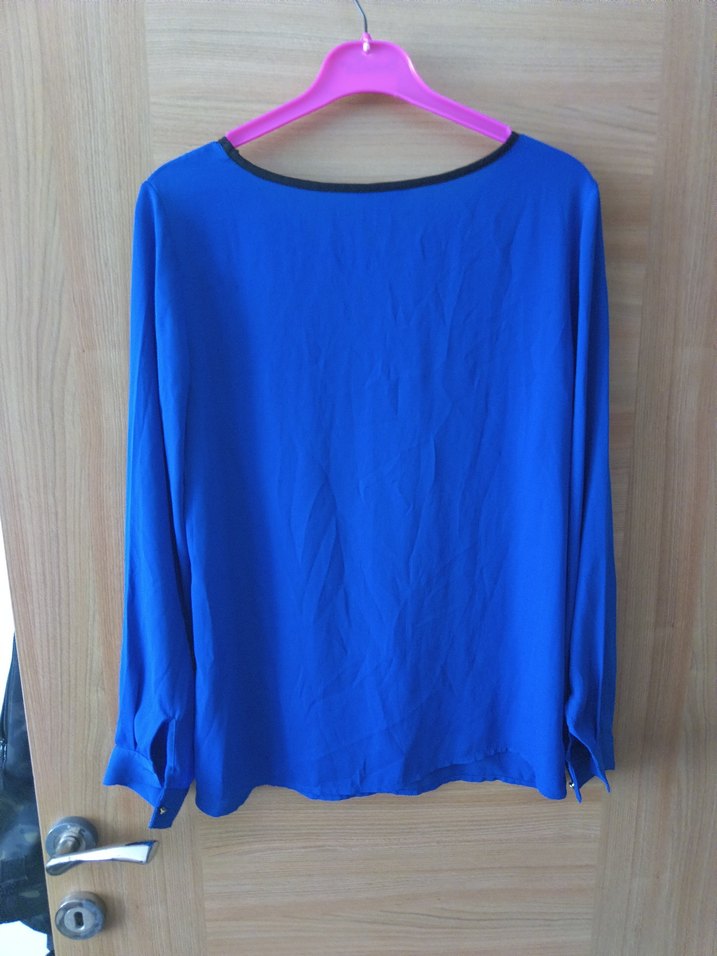 Mavi Uzun Kollu Salaş Kadın Bluz - Görsel 2