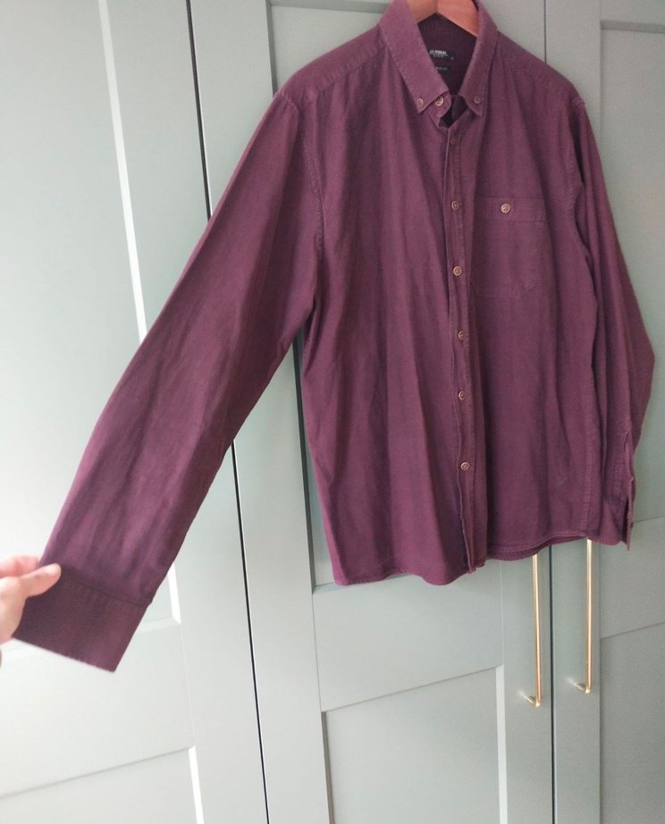 Bordo Düğmeli Erkek  Gömlek - Görsel 2