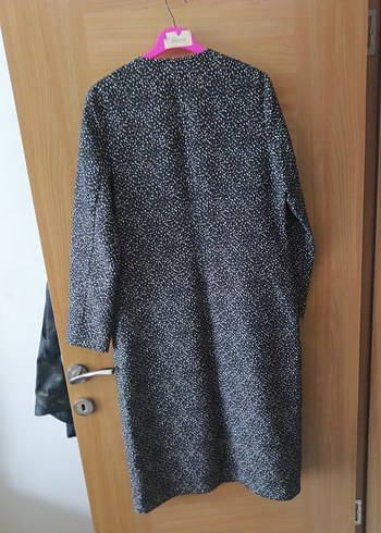 Düğmeli Uzun Gri Kadın Kaban - Görsel 3