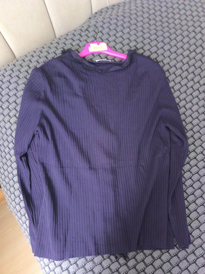Mor V Yakalı Uzun Kollu Triko Hırka - Görsel 2