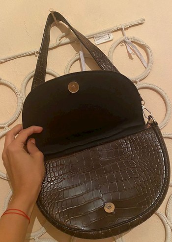 Kahverengi Yılan Derisi Desenli Deri Kadın Çanta - Görsel 2