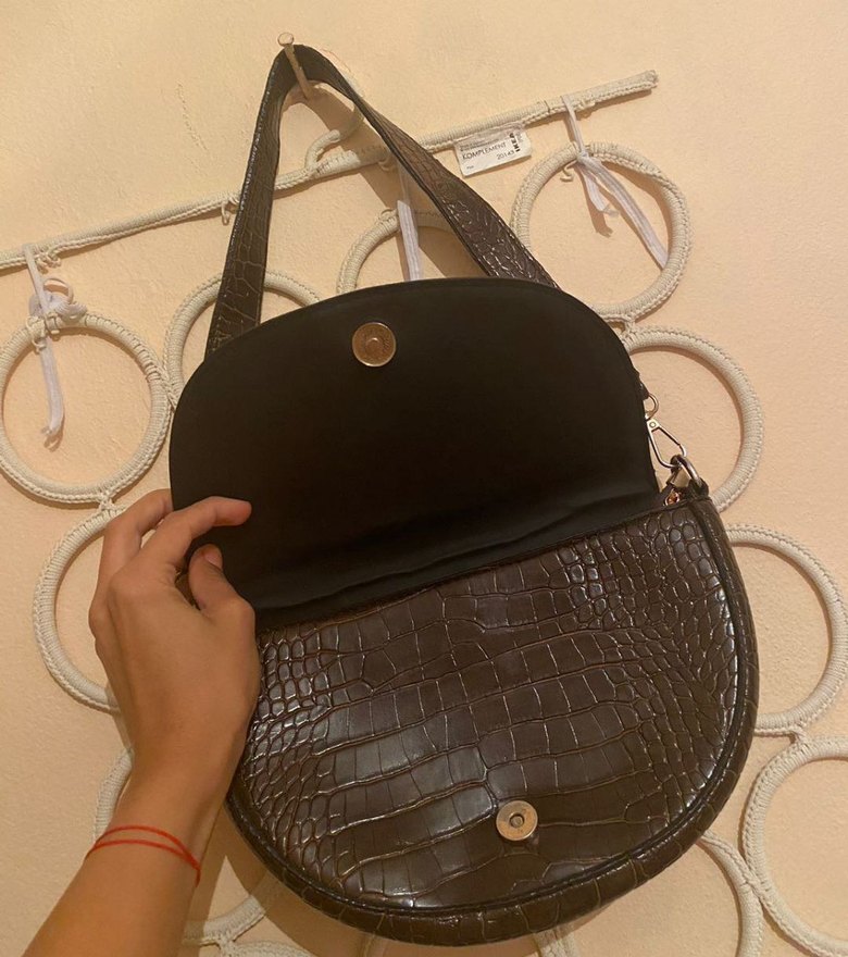 Kahverengi Yılan Derisi Desenli Deri Kadın Çanta - Görsel 2