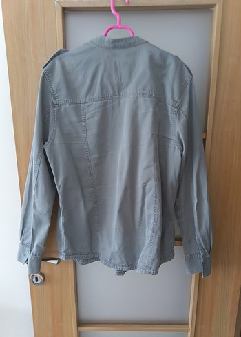 Gri Denim Düğmeli erkek Gömlek - Görsel 2