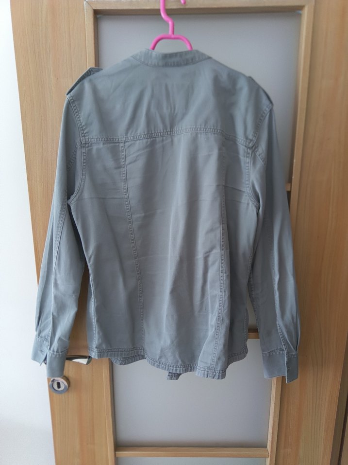Gri Denim Düğmeli erkek Gömlek - Görsel 2