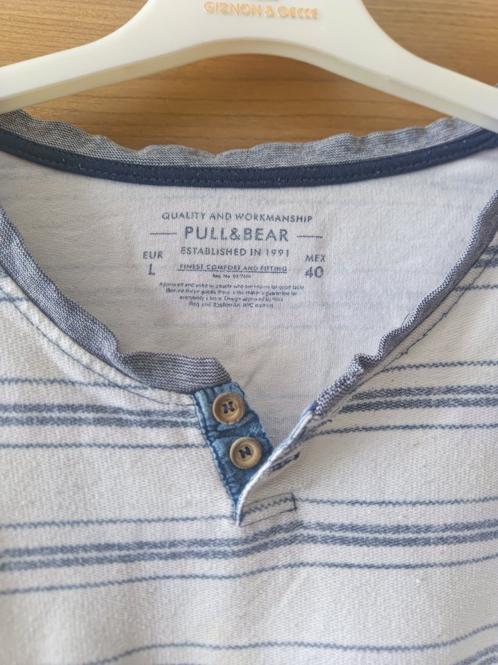 Erkek Beyaz Çizgili Uzun Kollu Pamuklu Tişört - Görsel 3