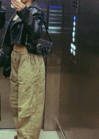 Kadın Haki Loose Fit Midi Pantolon - Görsel 2