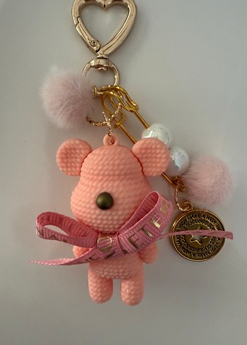 Pembe Püsküllü Bohem Ayıcık Anahtarlık