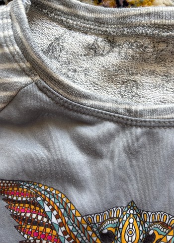 Gri Baskılı Kadın Sweatshirt