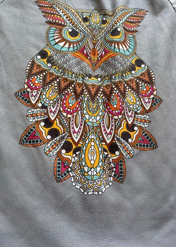 l Beden gri Renk Gri Baskılı Kadın Sweatshirt