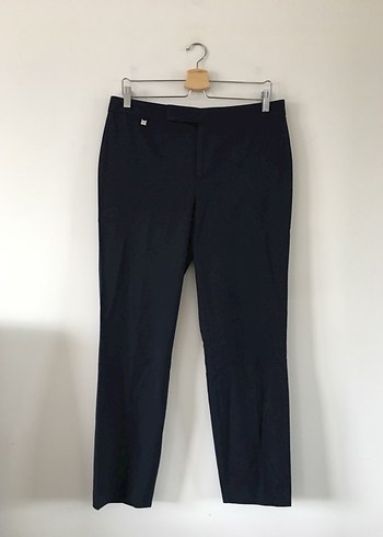 Lacivert Kadın Kemerli Denim Kumaş Pantolon