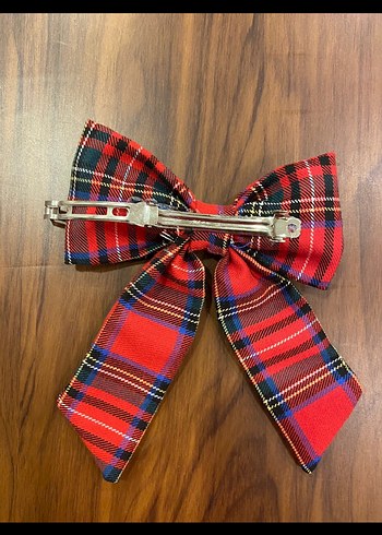 Kırmızı Ekose Vintage Fiyonk Saç Aksesuarı - Görsel 2