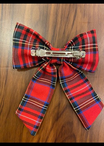 Kırmızı Ekose Vintage Fiyonk Saç Aksesuarı - Görsel 5