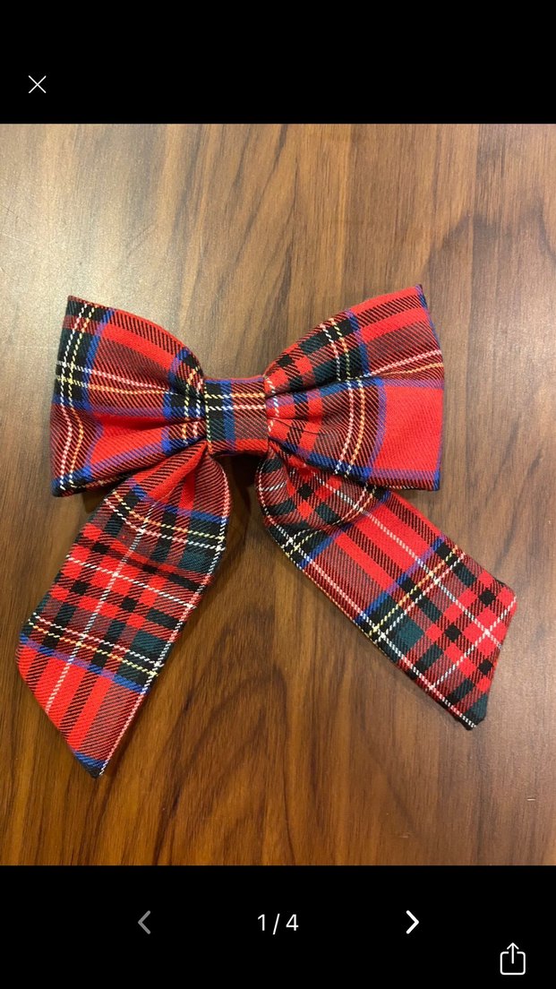 Kırmızı Ekose Vintage Fiyonk Saç Aksesuarı - Görsel 4