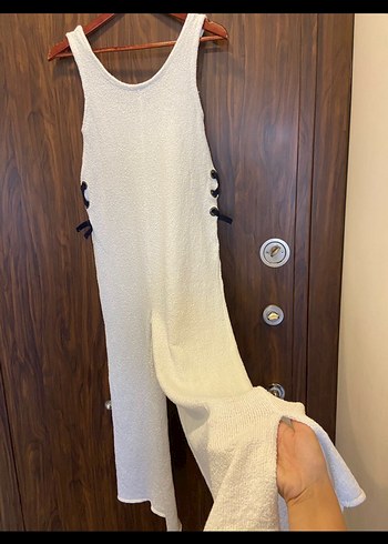 Kadın Beyaz Örgü Midi Tulum - Görsel 4