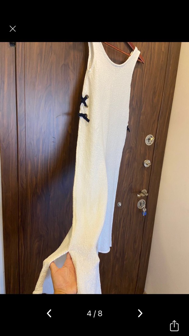 Kadın Beyaz Örgü Midi Tulum - Görsel 5