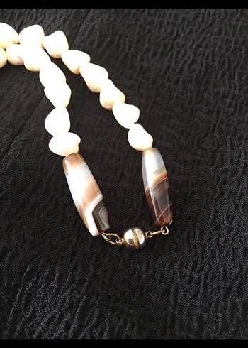 Sedef Bej Boncuklu Midi Bohem Kolye - Görsel 3