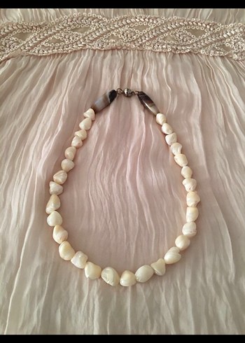 Sedef Bej Boncuklu Midi Bohem Kolye - Görsel 2