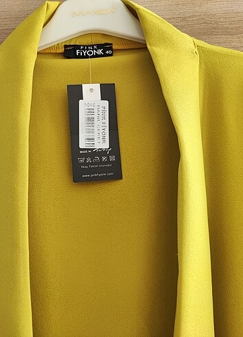 m Beden sarı Renk Krep Kumaş Düğmesiz Ceket Olive