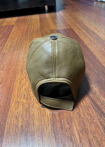 Bej Deri Kadın Şapka - Görsel 4