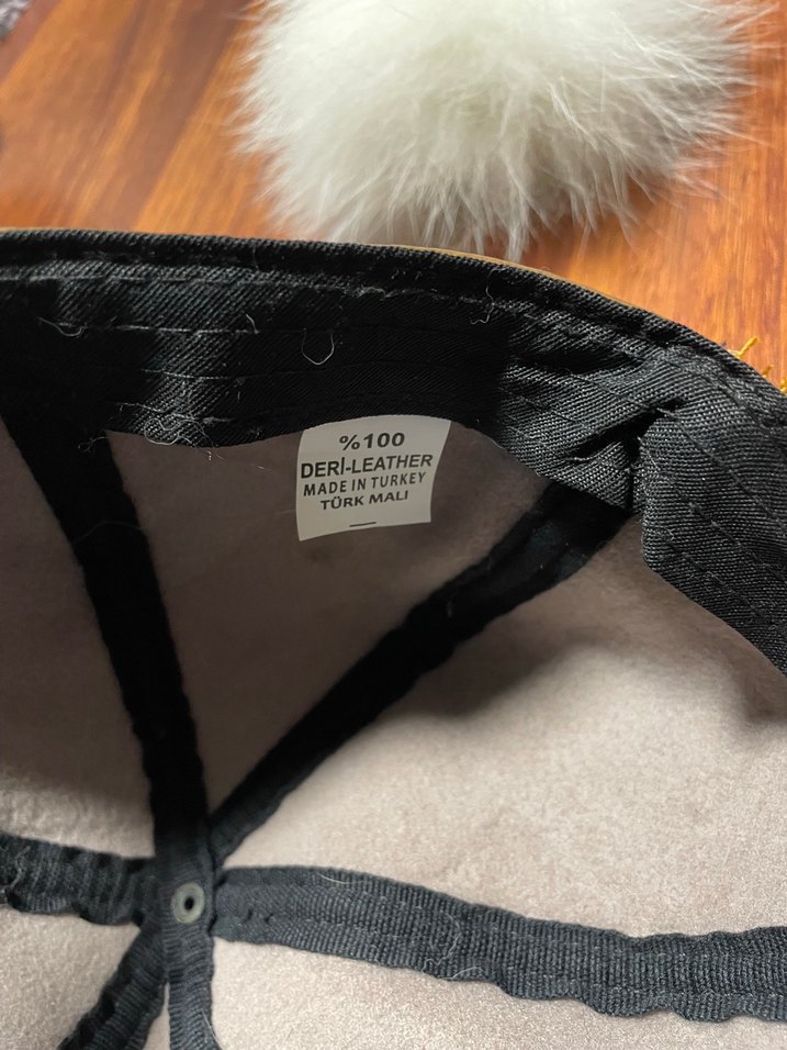 Bej Deri Kadın Şapka - Görsel 5