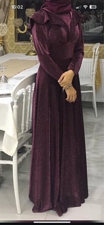 Simli bordo abiye