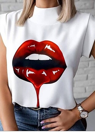 Mango Kadin baskılı t_shirt