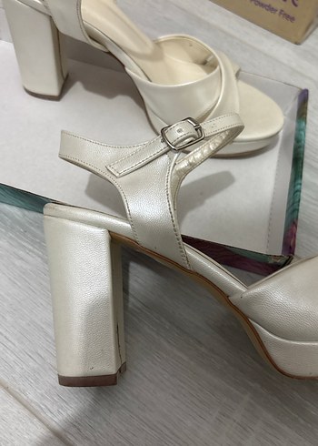 Kırık BeyazPlatform Topuklu Kadın Gelin Ayakkabısı - Görsel 2