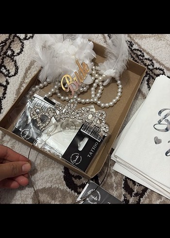 Boncuklu Beyaz Gelin Aksesuar Seti - Görsel 2
