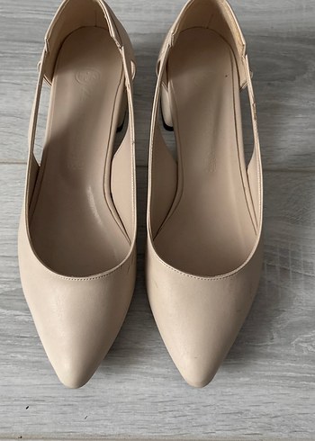 Bej Tokalı Kadın Topuklu Ayakkabı - Görsel 2