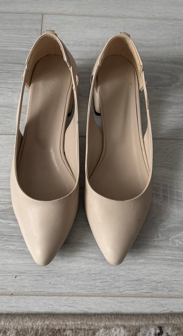 Bej Tokalı Kadın Topuklu Ayakkabı - Görsel 2