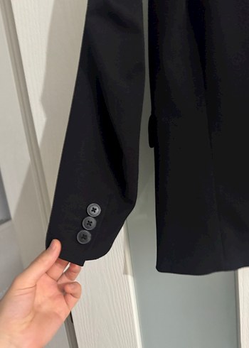 Düğmeli Siyah Kadın Blazer Ceket - Görsel 4