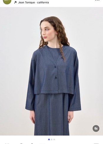 Mango Jean tencel Uzun Lacivert Denim Elbise