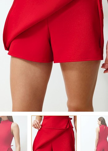 Kadın Kırmızı Mini Elbise - Görsel 3