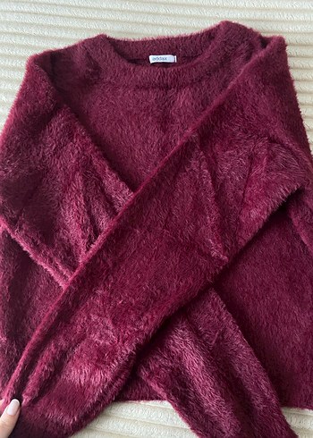 Bordo Kadın Triko Kazak Uzun Kollu - Görsel 2