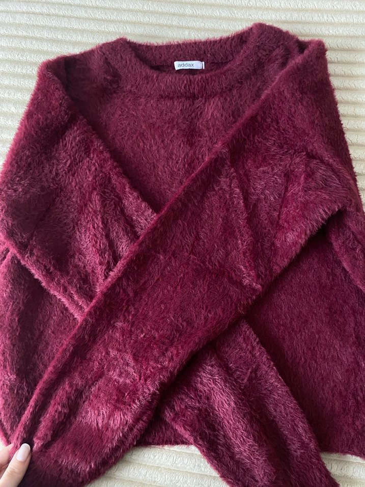 Bordo Kadın Triko Kazak Uzun Kollu - Görsel 2