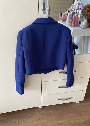 Mavi Düğmeli Kadın Blazer Ceket - Görsel 3