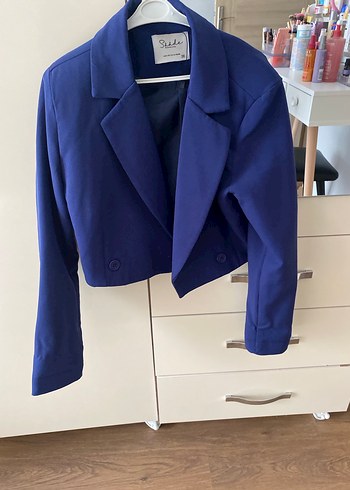 Mavi Düğmeli Kadın Blazer Ceket - Görsel 2