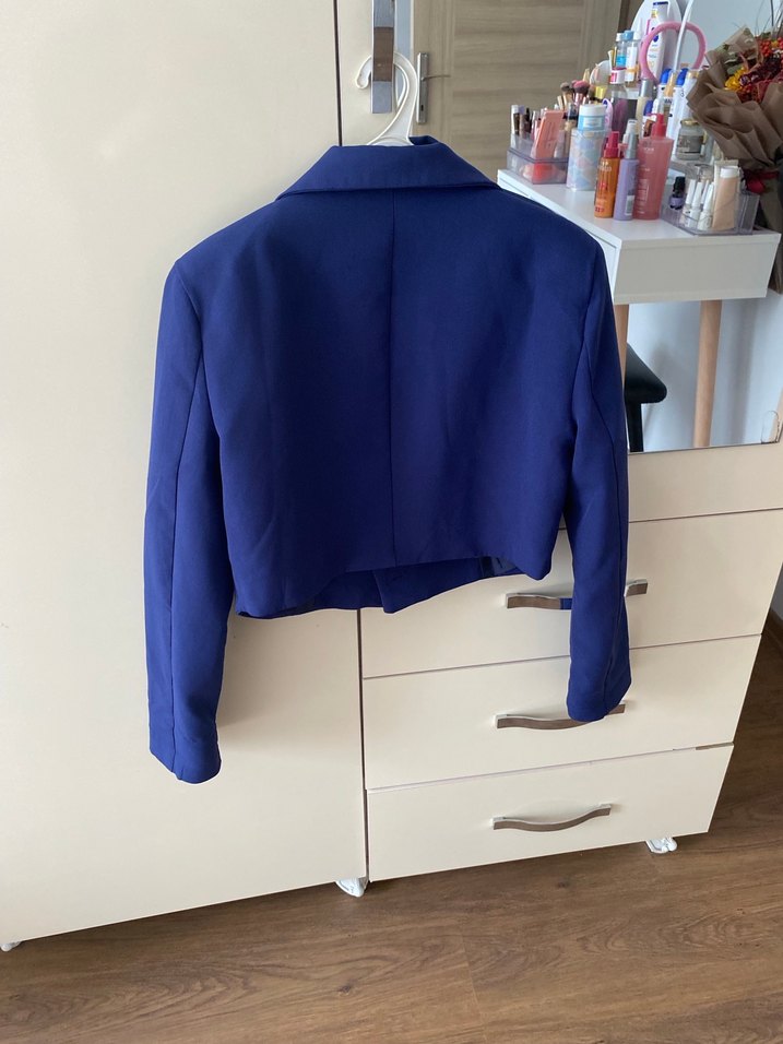Mavi Düğmeli Kadın Blazer Ceket - Görsel 3