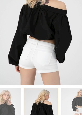 Kadın Siyah Straplez Mini Bluz - Görsel 2