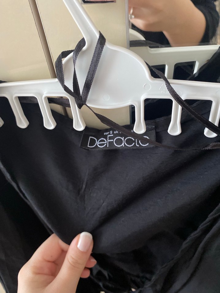 Uzun Kollu Siyah V Yaka Keten Bluz - Görsel 5