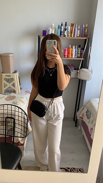 Stradivarius stradivarius beyaz keten pantolon